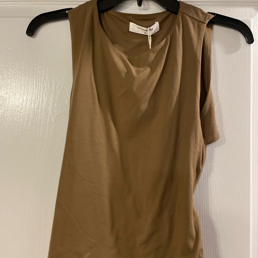 Commense Brown Backless Top